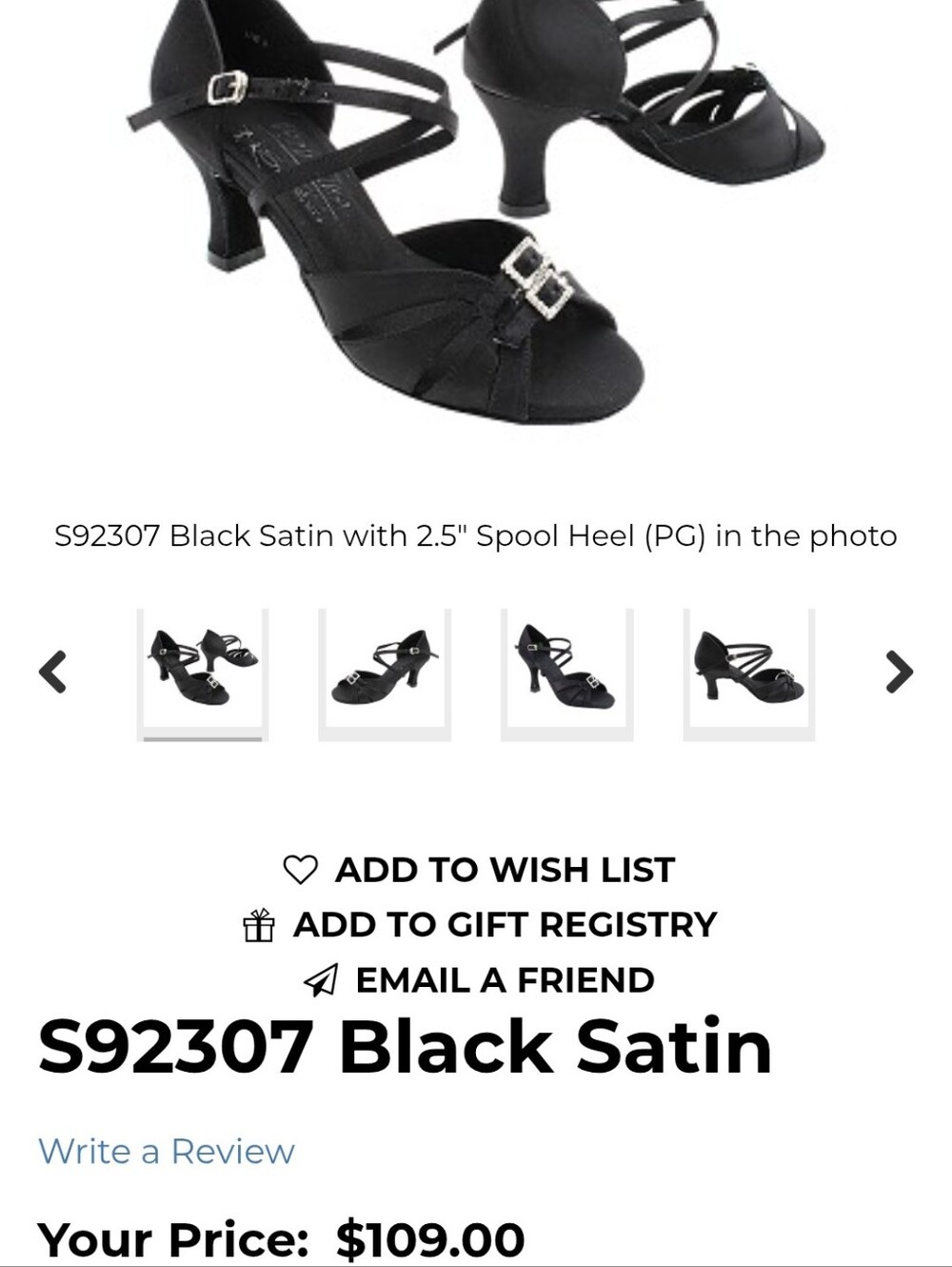 Black Satin Latin Dance Heels